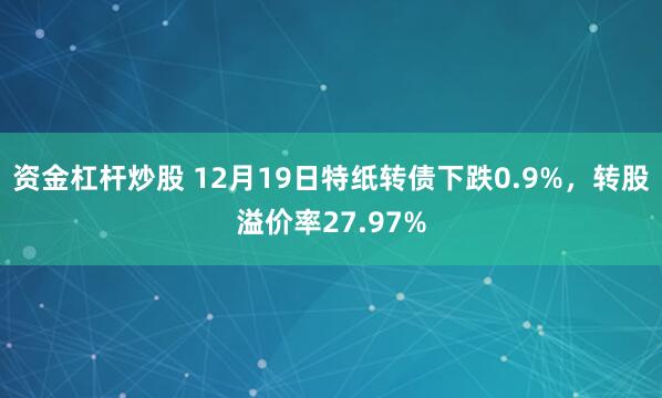 资金杠杆炒股 12月19日特纸转债下跌0.9%，转股溢价率27.97%