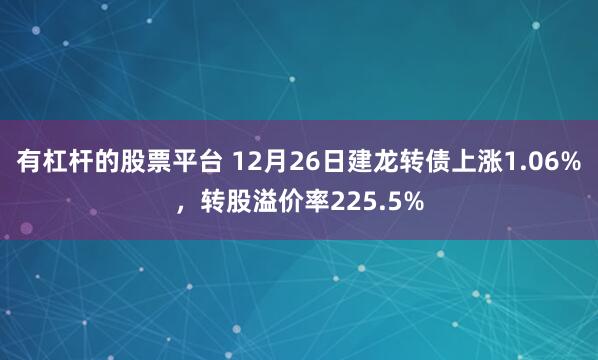 有杠杆的股票平台 12月26日建龙转债上涨1.06%，转股溢价率225.5%