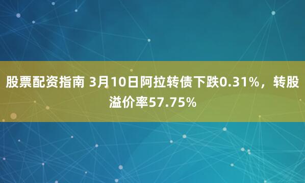 股票配资指南 3月10日阿拉转债下跌0.31%，转股溢价率57.75%